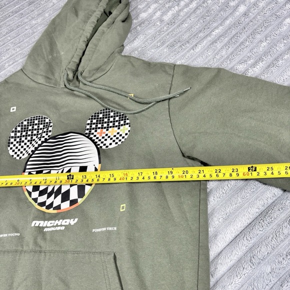 Disney‎ Mickey Mouse Graphic Hoodie Pullover Sweatshirt Olive Green medium - Picture 5 of 9
